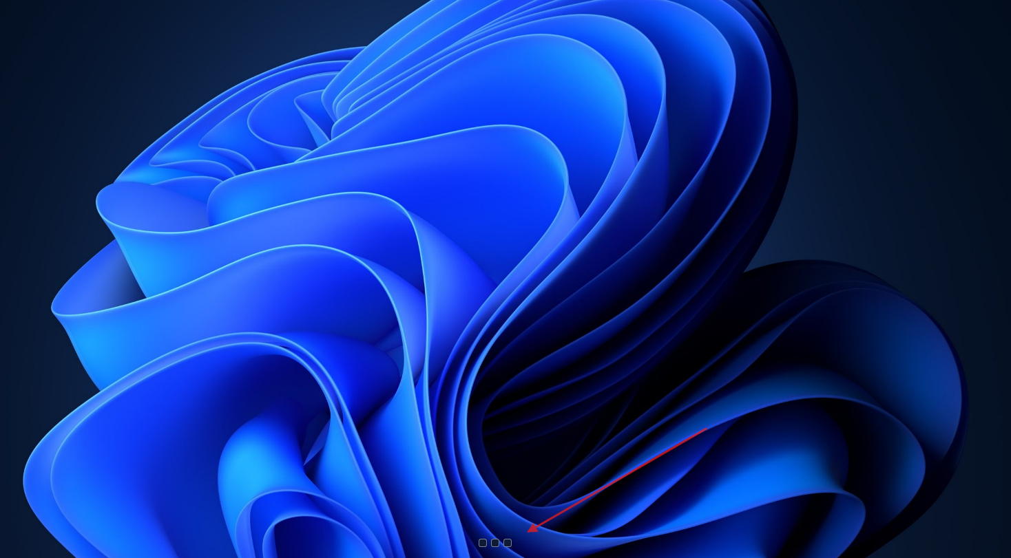 Picture feature is an empty Windows PC screen with little three dots at the bottom and a red arrow pointing at it